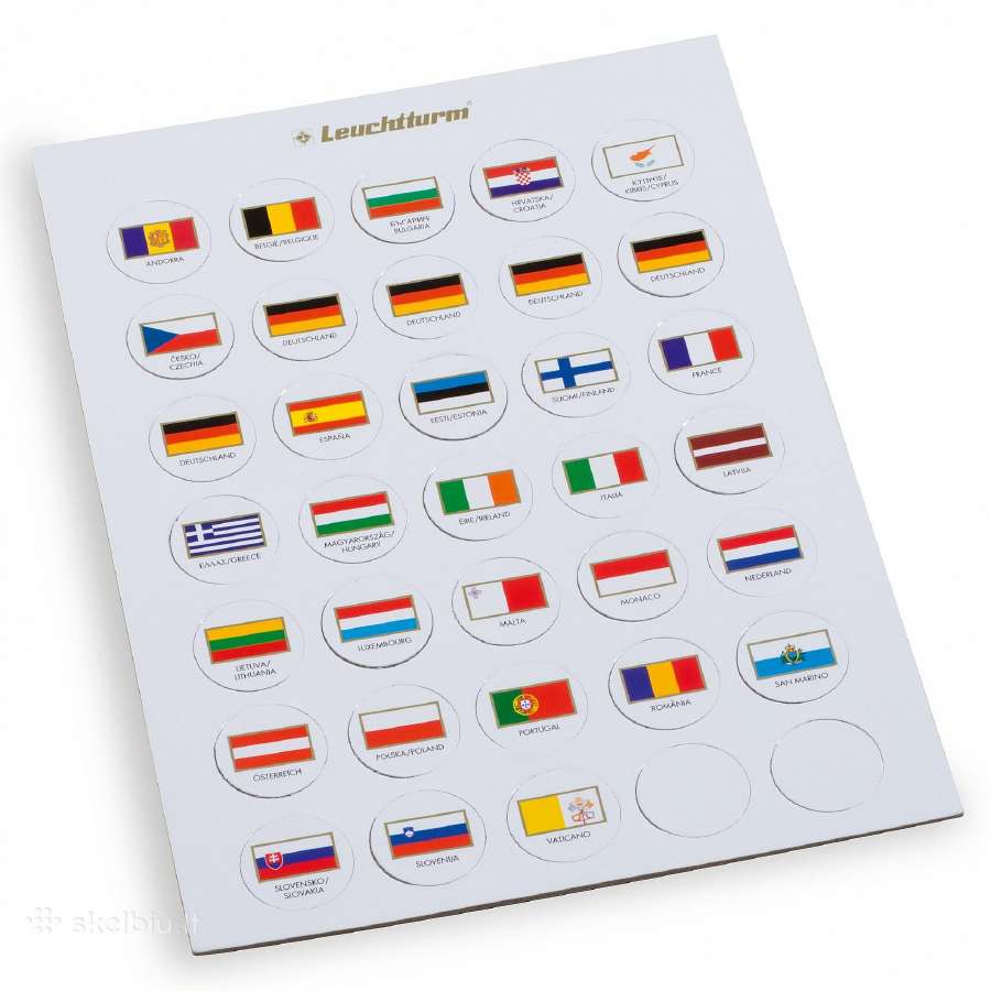 Leuchtturm vėliavų komplektas į 2 eurų kapsules