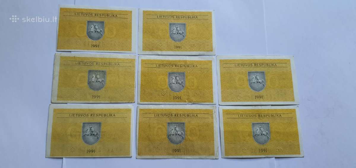 1991 talonu centai skirtingos serijos 8vnt - nuotraukos Nr. 2