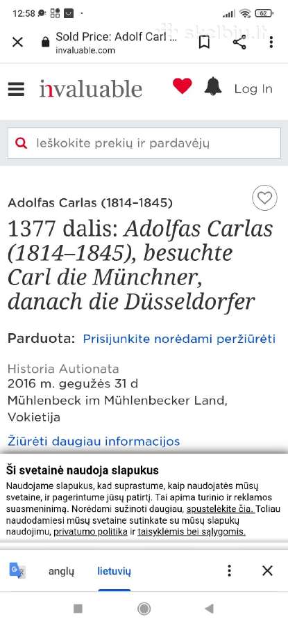 Paveikslas Karl Adolf 1814-1845. - nuotraukos Nr. 5