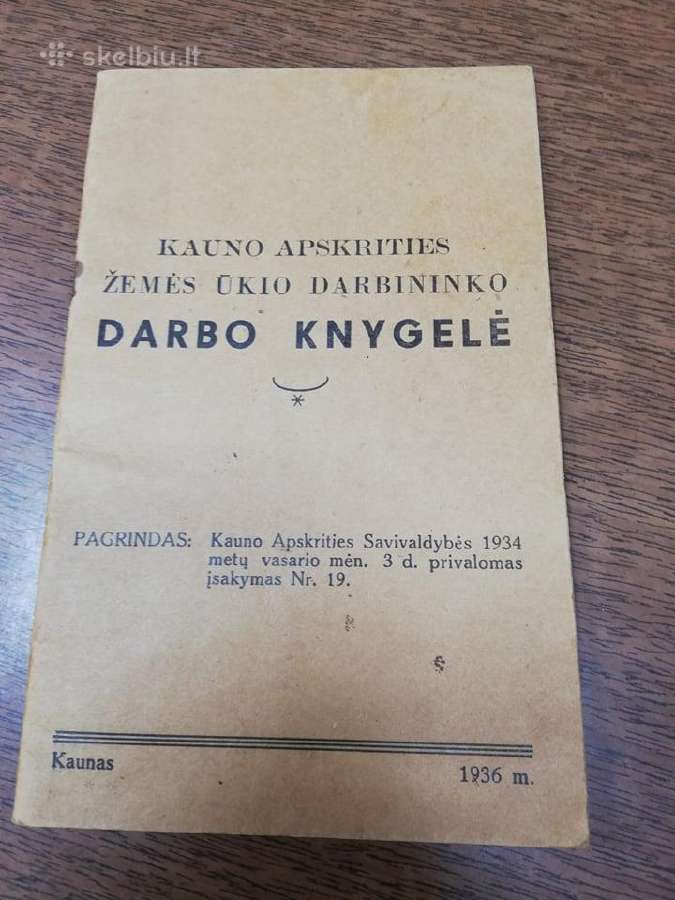 Darbo knygele.kaunas.1936m