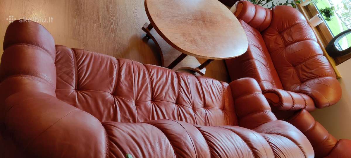 Dėvėti baldai, odinis svetainės komplektas - nuotraukos Nr. 5