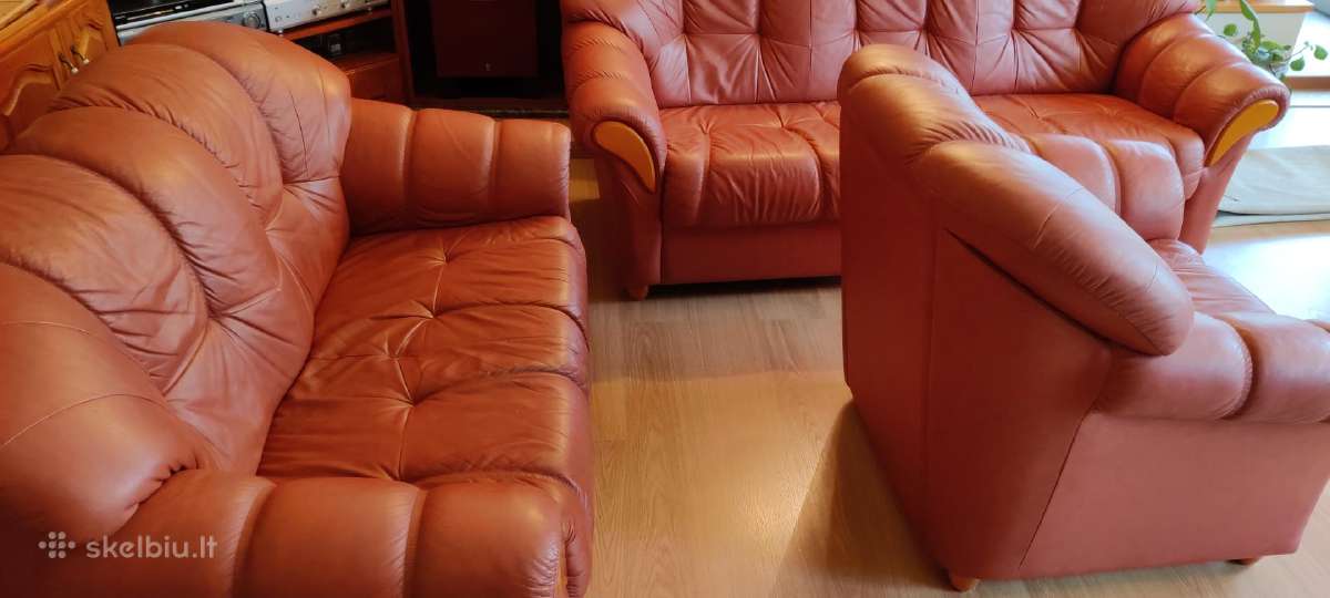 Dėvėti baldai, odinis svetainės komplektas - nuotraukos Nr. 9