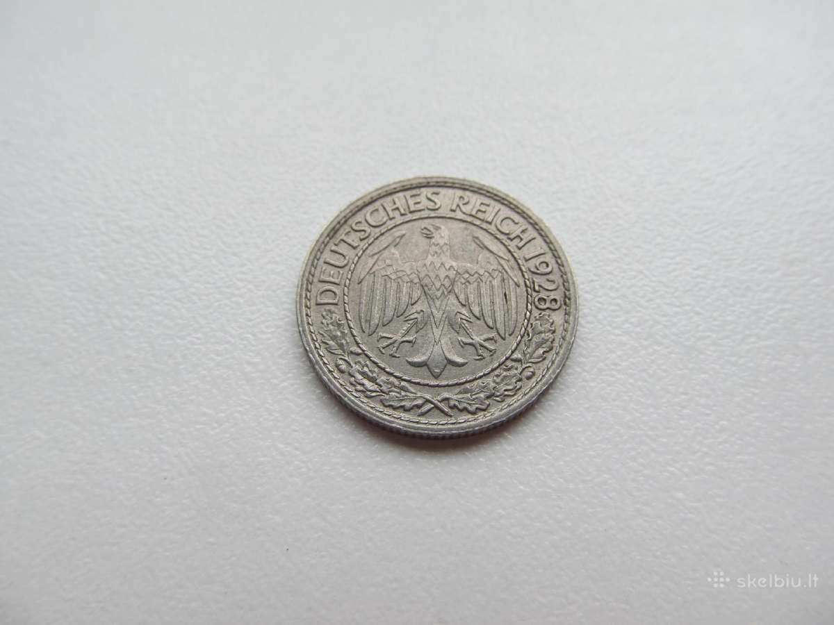 50 reichspfennig , Vokietija , 1928 F - nuotraukos Nr. 2