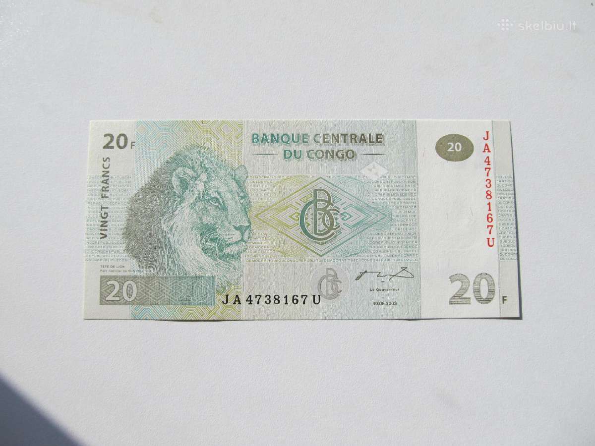 20 franku , Kongas , 2003 unc liūtas