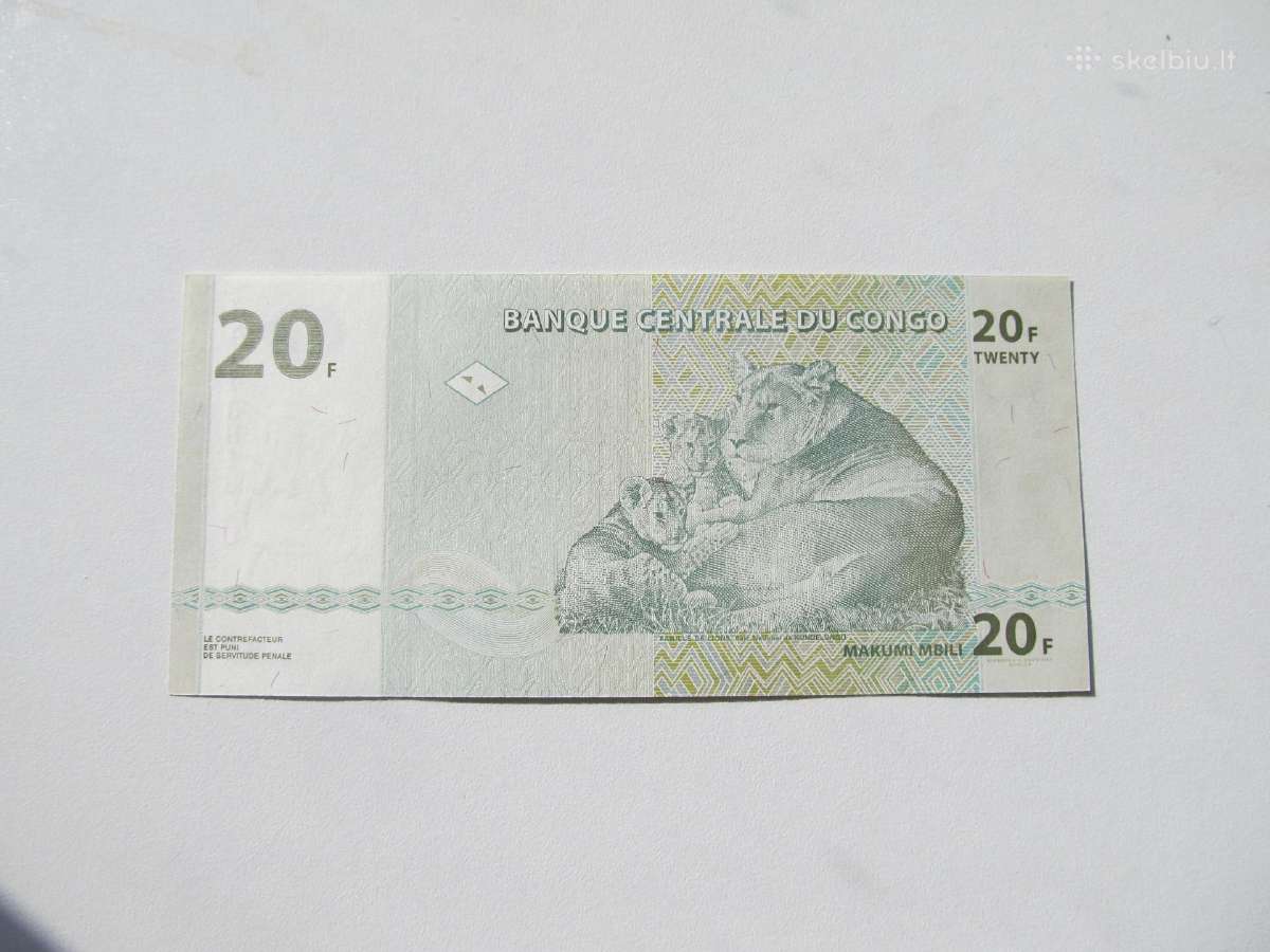 20 franku , Kongas , 2003 unc liūtas - nuotraukos Nr. 2