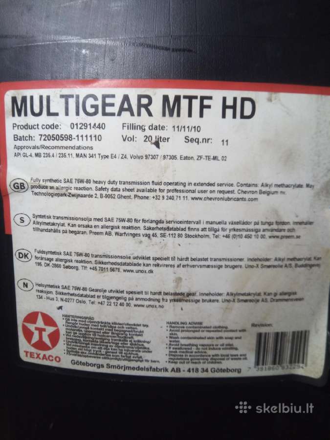 Mechaninės transmisijos alyva Multigear Mtf HD - nuotraukos Nr. 2