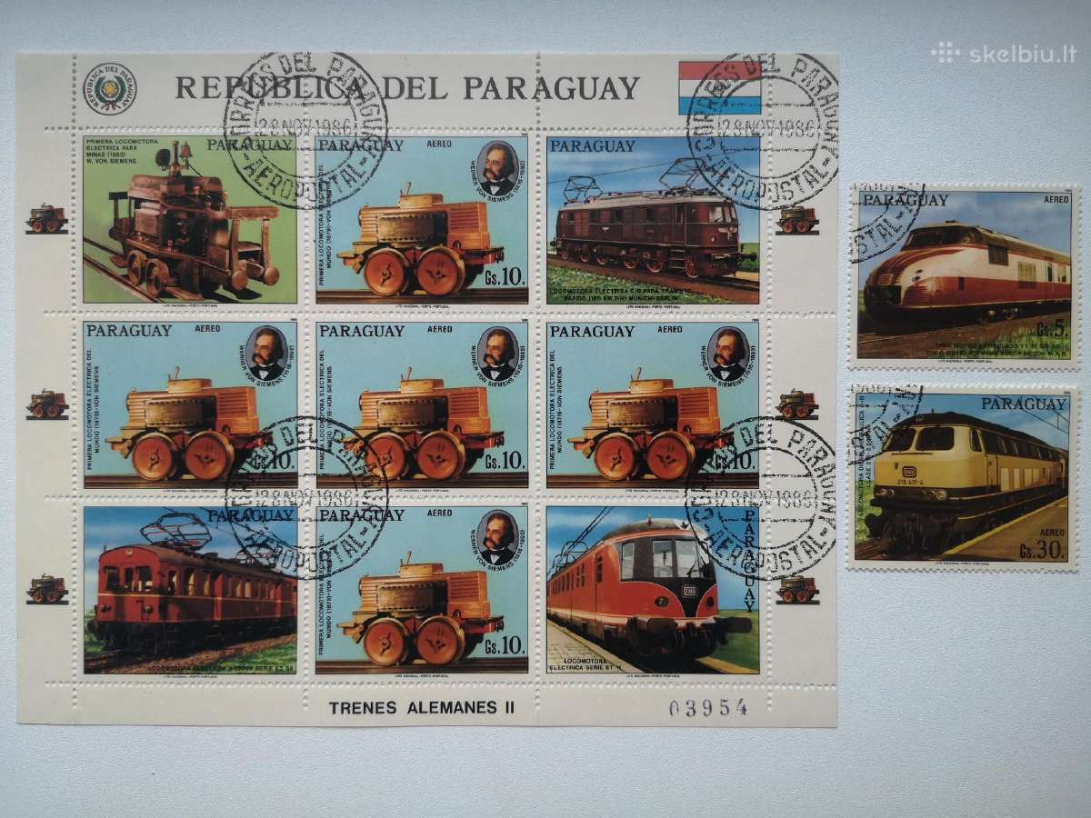 Transportas. Traukiniai. Paraguay. 2 p.ž. ir lapas