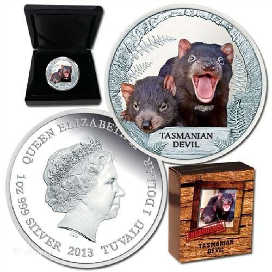 Tuvalu 1oz Tasmanijos velnias sidabrine moneta