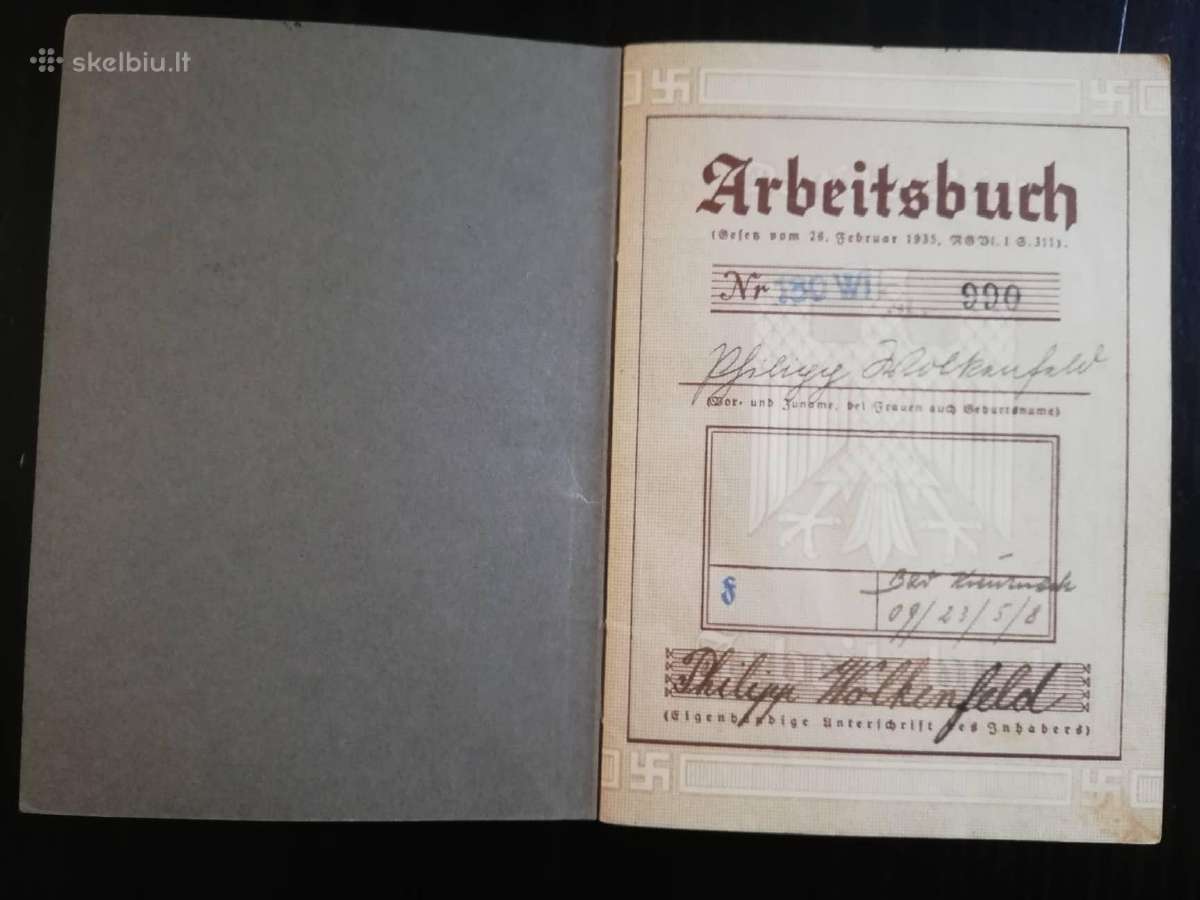 Ww2 vokiska darbo knygute. - nuotraukos Nr. 2