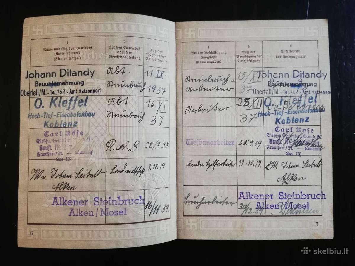 Ww2 vokiska darbo knygute. - nuotraukos Nr. 4