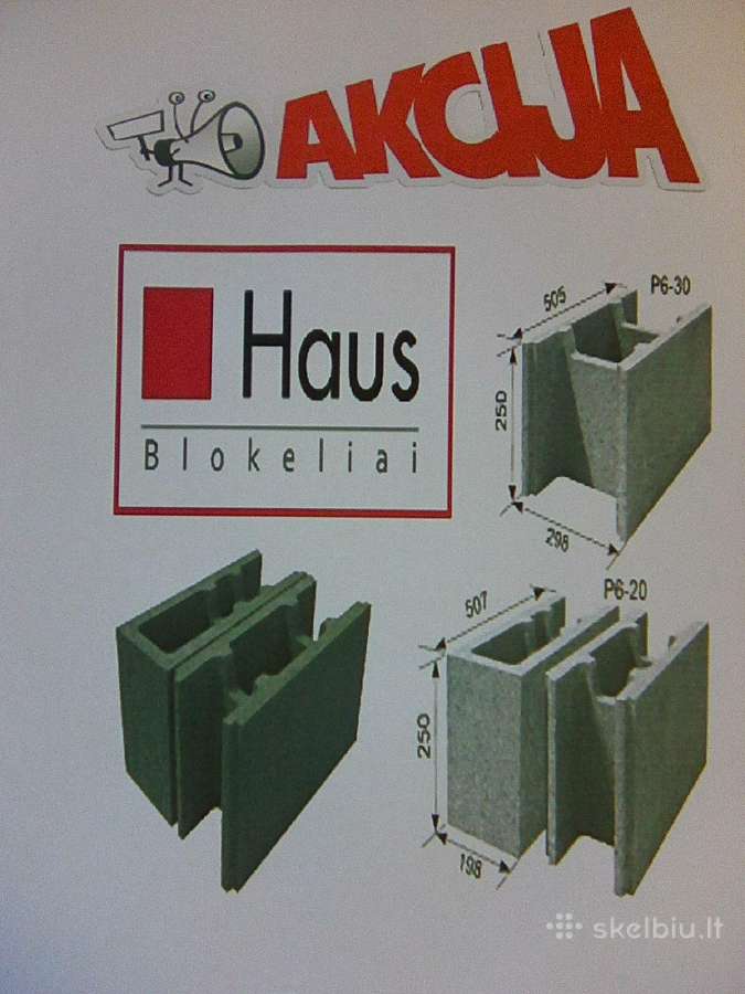 Blokeliai pamatams nuo - 62 e/m3 Armatūra