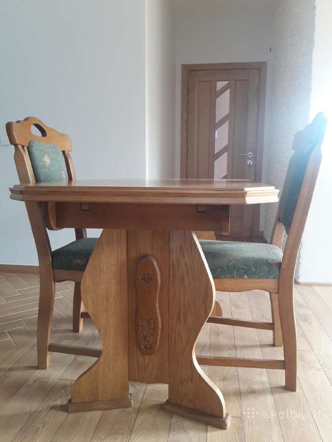 Ąžuolinis stalas kartu su ąžuolinėmis kėdėmis - nuotraukos Nr. 2