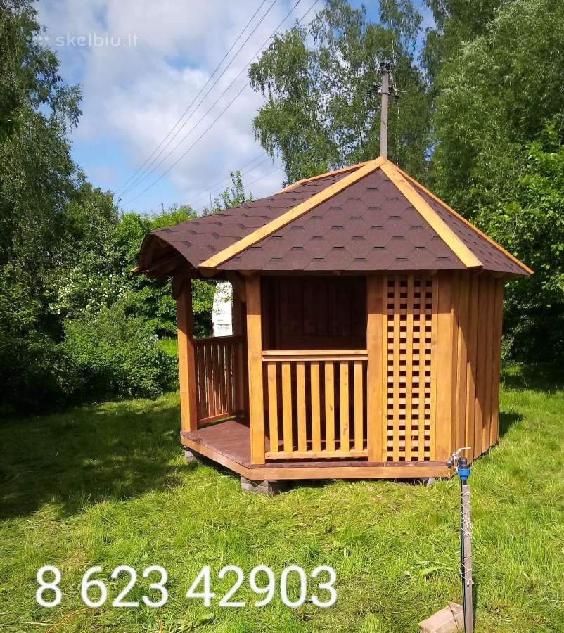 Pavėsinė, medinė šulinio apdaila - nuotraukos Nr. 14
