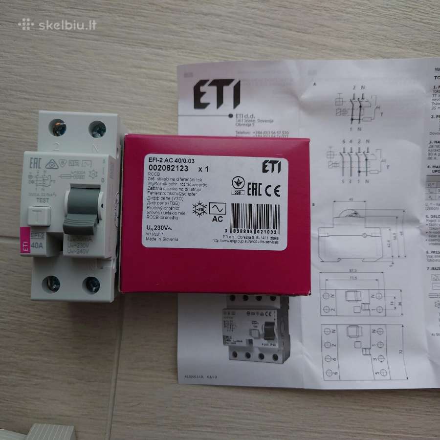Srovės nuotekio relė Efi-2 Ac 40/0,03
