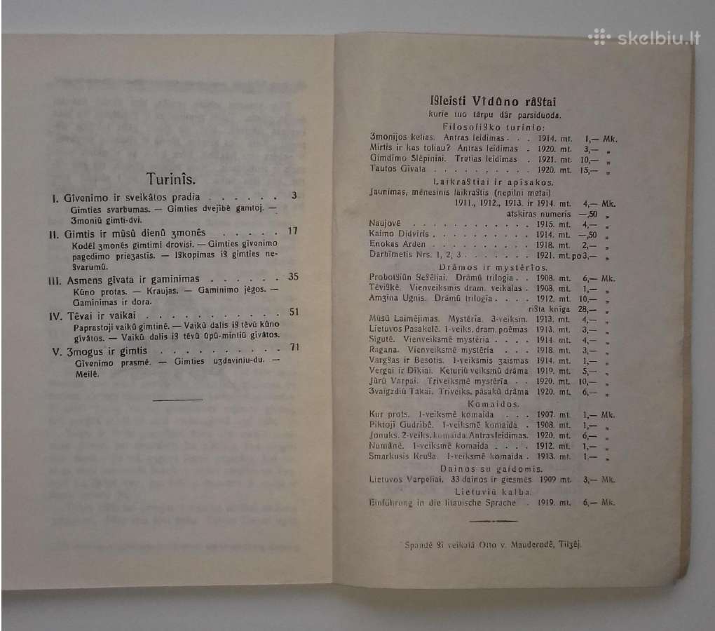 Vydūnas. "Gimdymo Slėpiniai" - 1921 m - nuotraukos Nr. 7