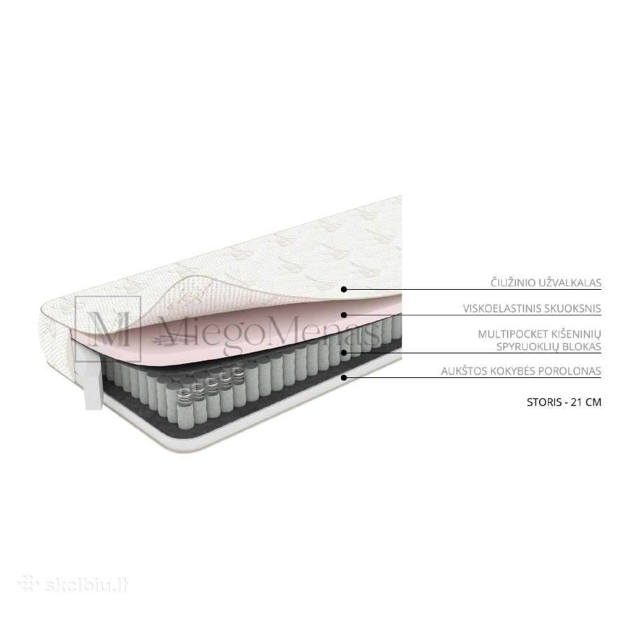 Multipocket čiužinys Subtilumas Multivisco 80x200 - nuotraukos Nr. 3