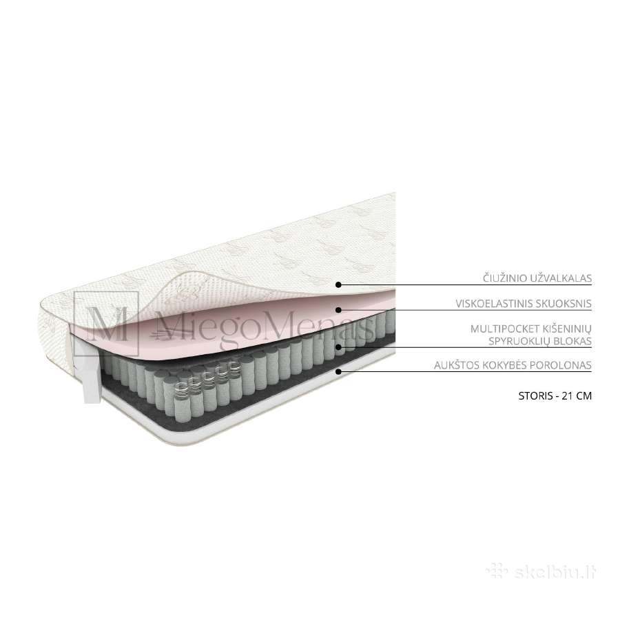 Multipocket čiužinys Subtilumas M-visco 200x200 - nuotraukos Nr. 3