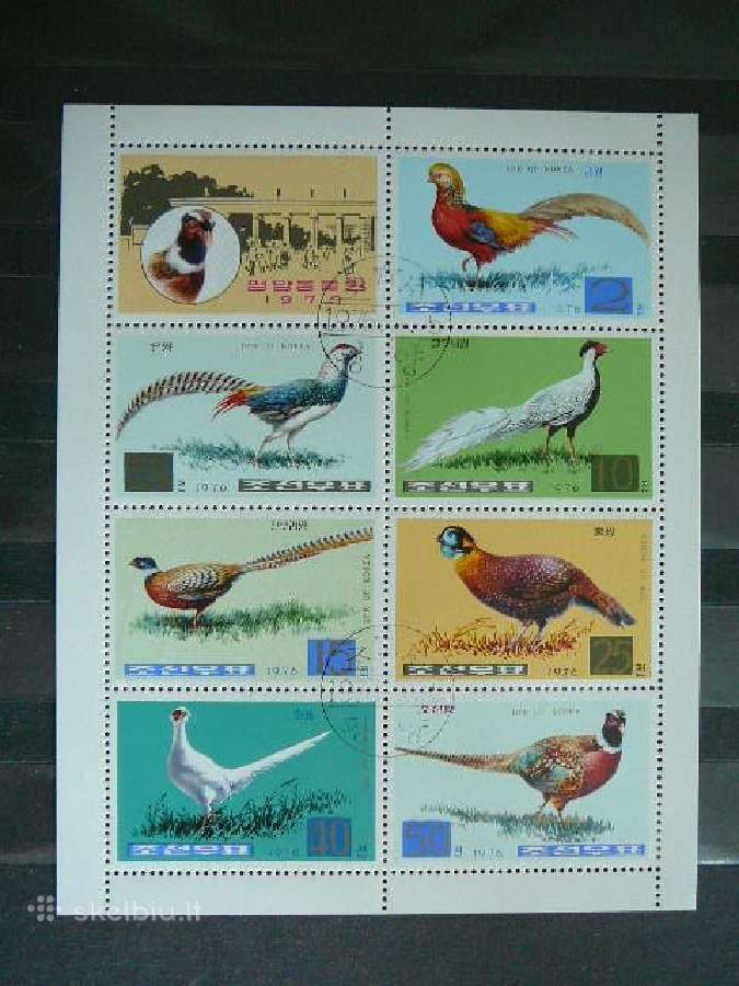 Pauksciai Fazanai Koreja 1976 antsp. kr1500