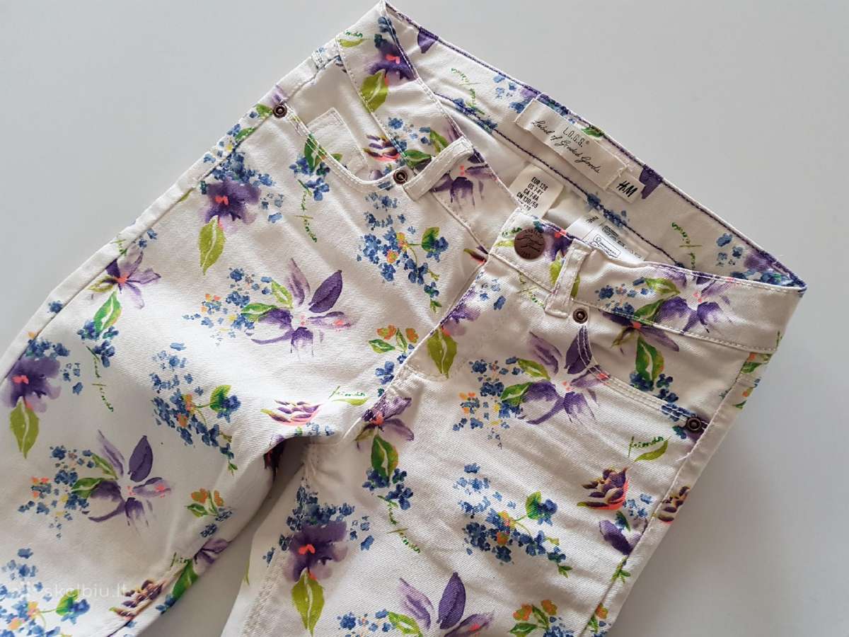 Vasariniai, gėlėti H&m firmos džinsai - nuotraukos Nr. 2
