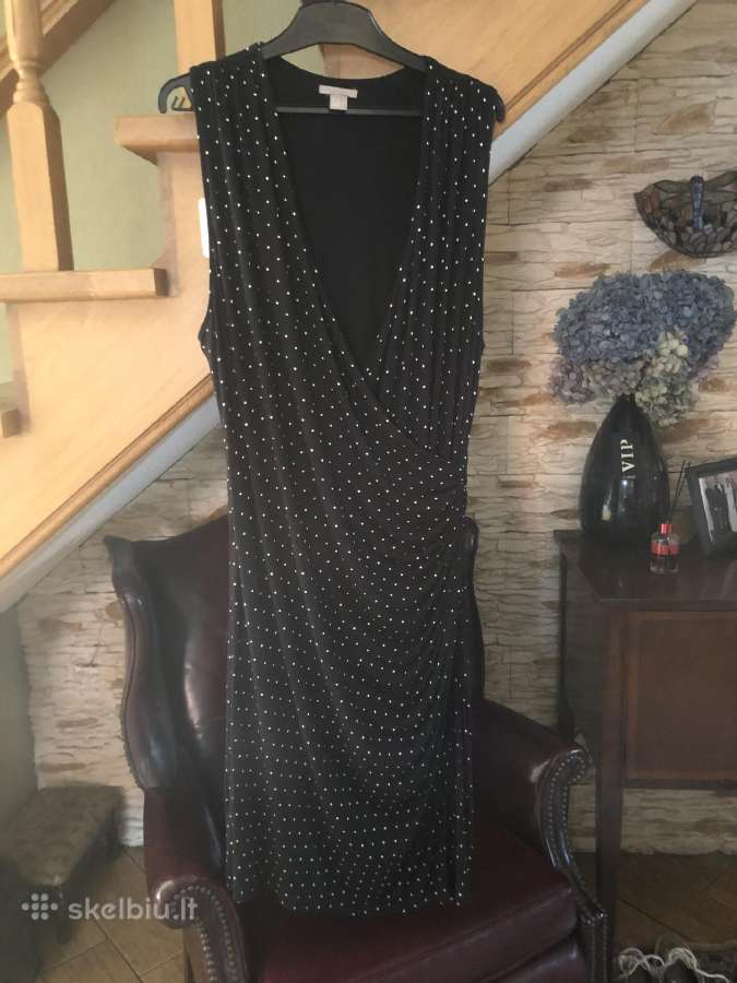 Juoda su taškučiais H&m suknelė
