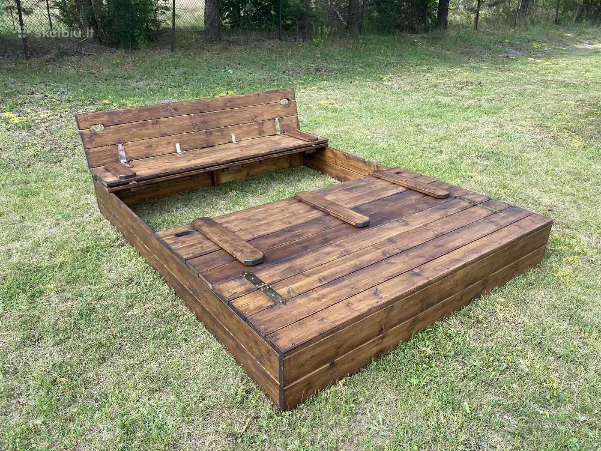 Kokybiškos smėlio dėžės vaikams! Medis! 2m x 2.5m - nuotraukos Nr. 2