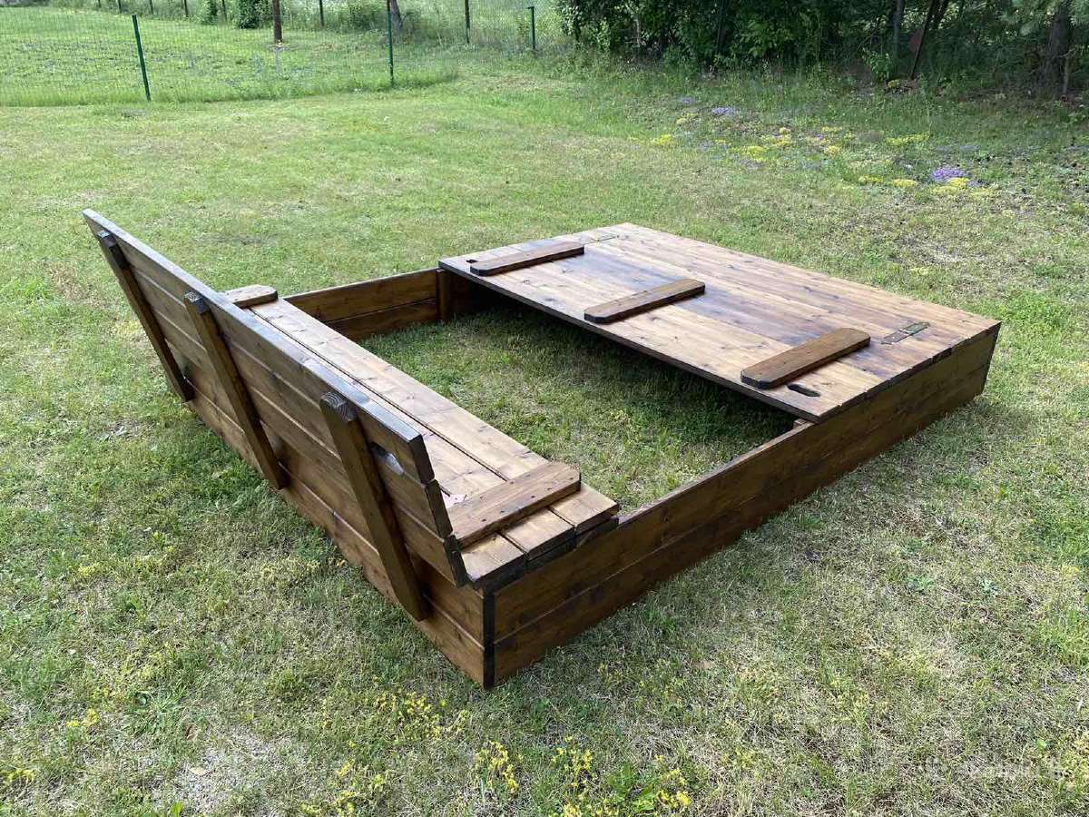 Kokybiškos smėlio dėžės vaikams! Medis! 2m x 2.5m - nuotraukos Nr. 3