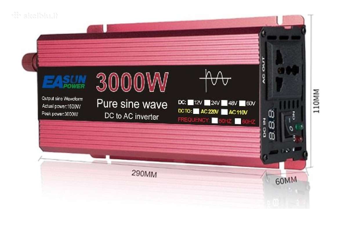 Įtampos keitiklis 12v-220v 3000w gryna sinusoide - nuotraukos Nr. 4
