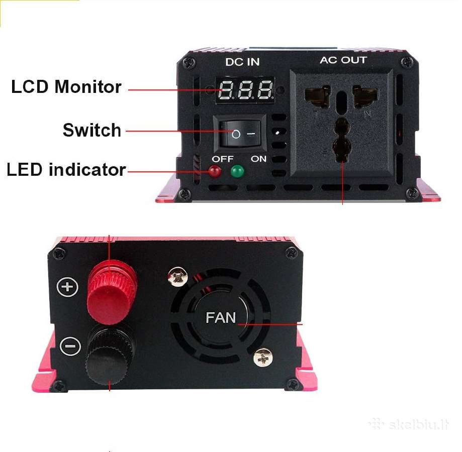 Įtampos keitiklis 12v-220v 3000w gryna sinusoide - nuotraukos Nr. 7