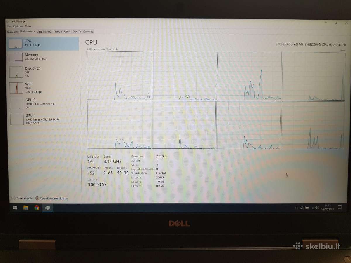 Dell Discrete Gpu i7 16gb 480gb 4G Lte 15.6" - nuotraukos Nr. 17