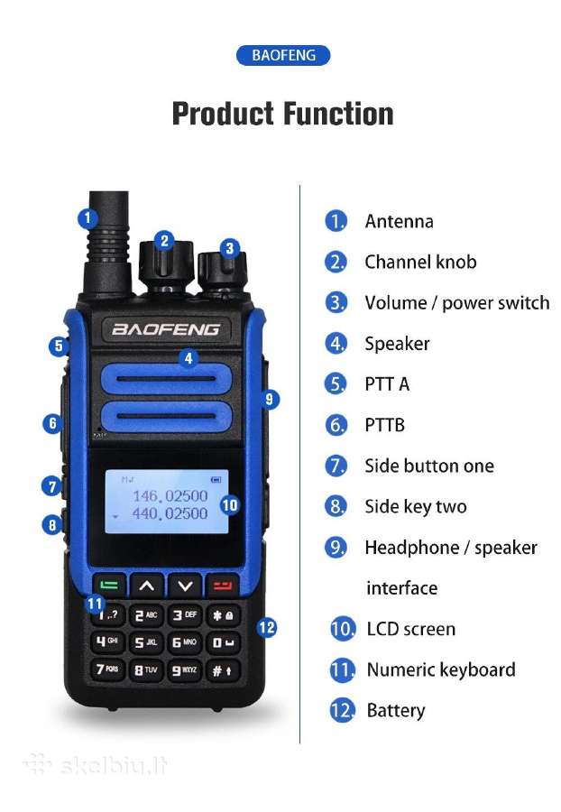Baofeng Bf-h7 racija 10w, priedai - nuotraukos Nr. 5