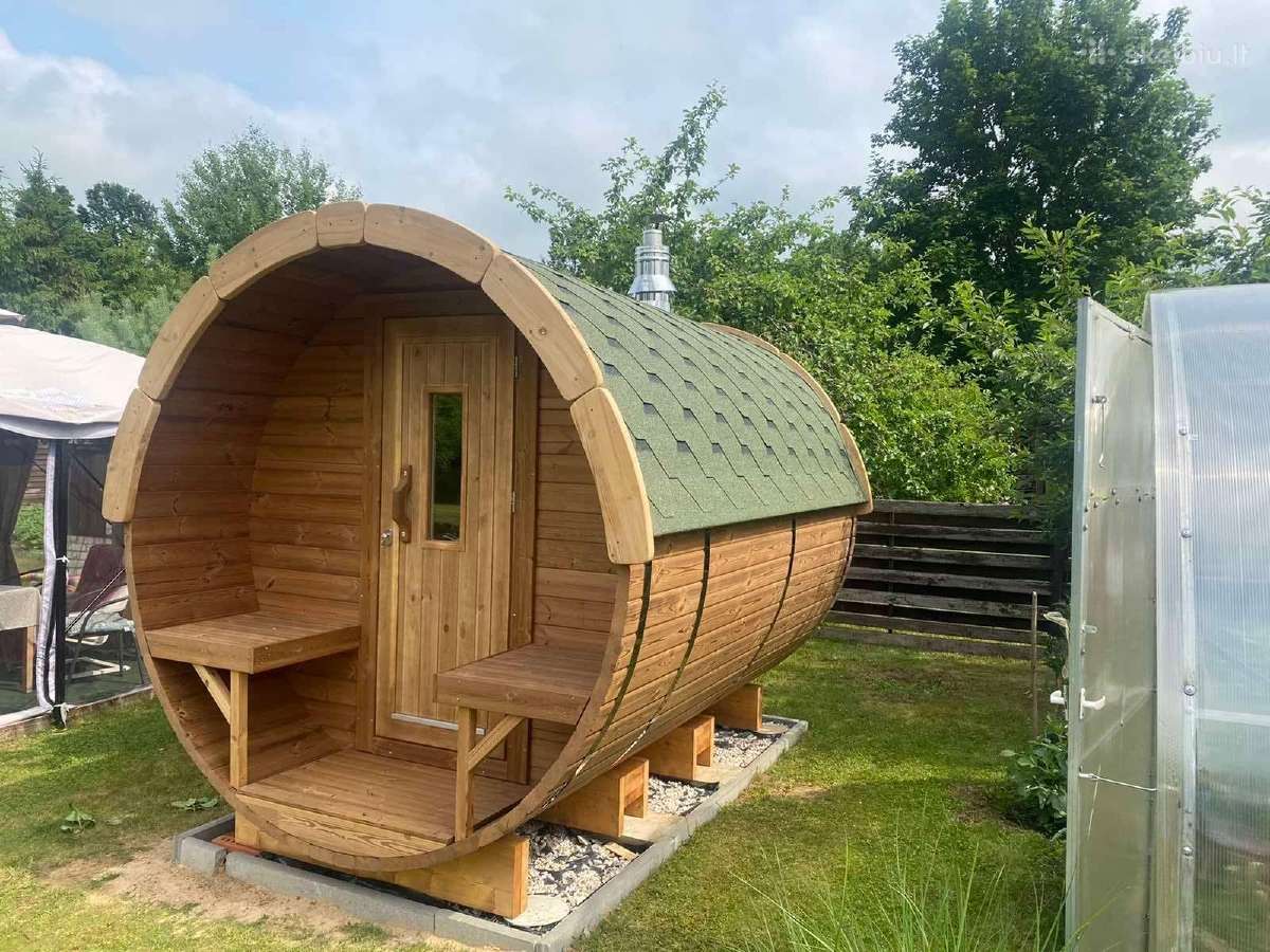 Apvali Lauko pirtis kubilas sauna bačka 2,4m ilgio - nuotraukos Nr. 3