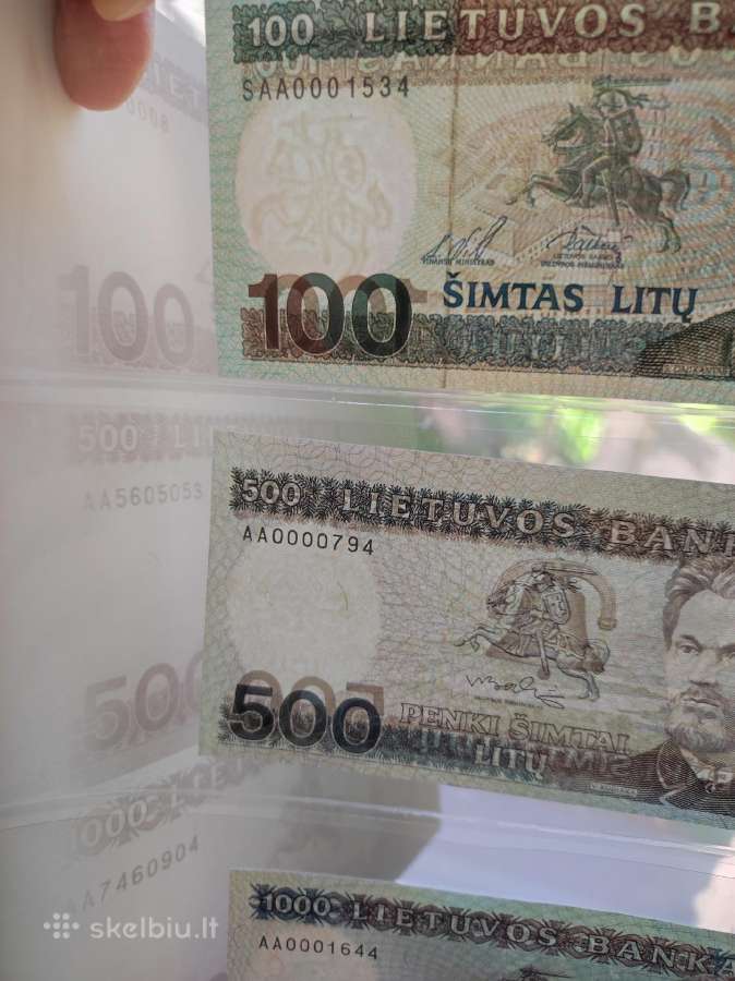 1000,500 litų 1991 m. 100 litų - 1994m. Lietuva - nuotraukos Nr. 4