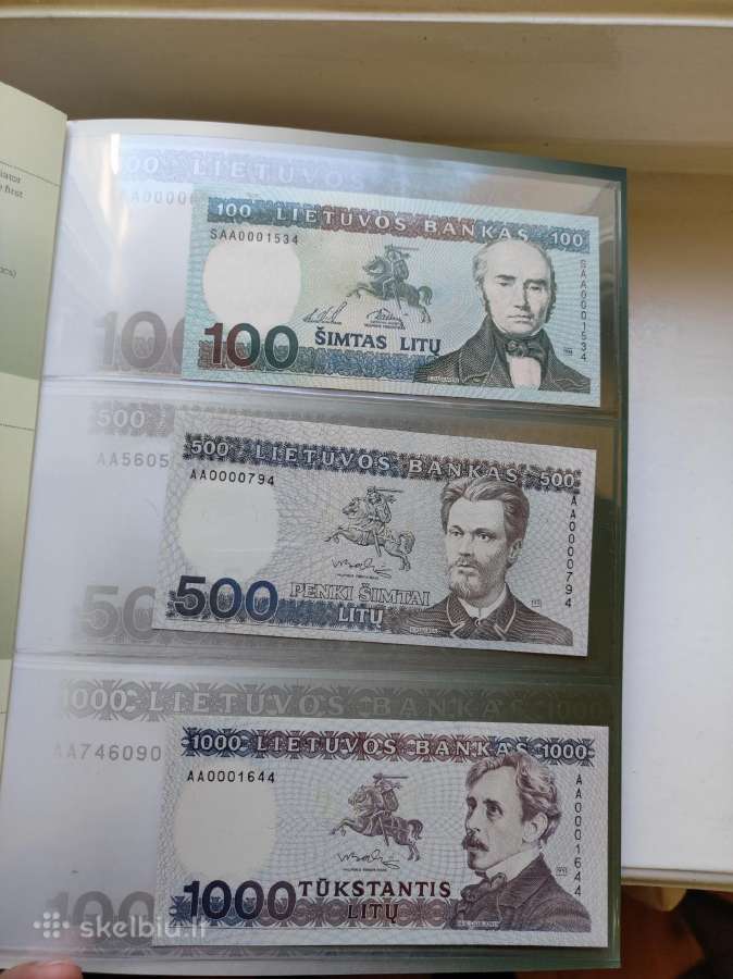1000,500 litų 1991 m. 100 litų - 1994m. Lietuva