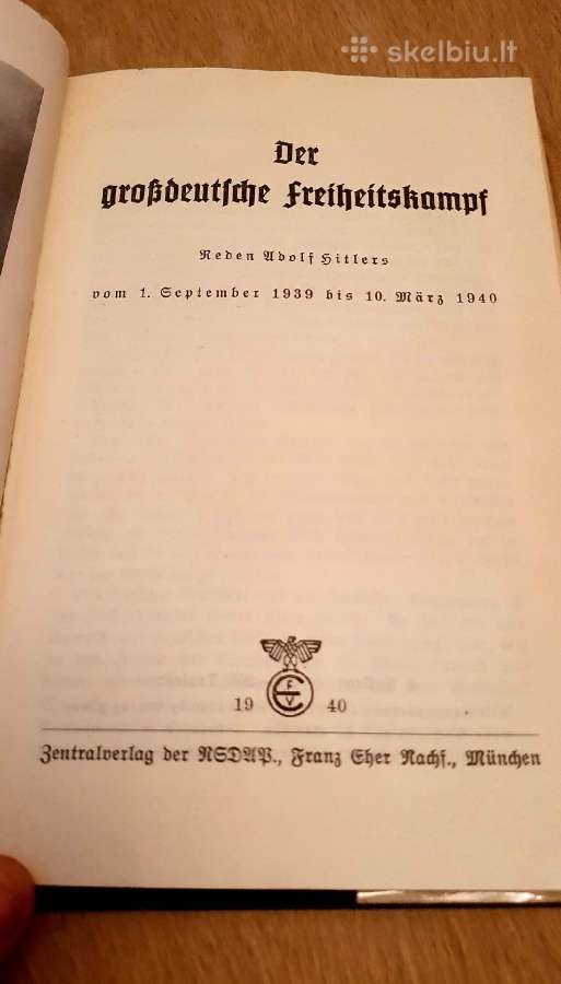 Knyga Adolfo Hitlerio kalbos 1940 - nuotraukos Nr. 10