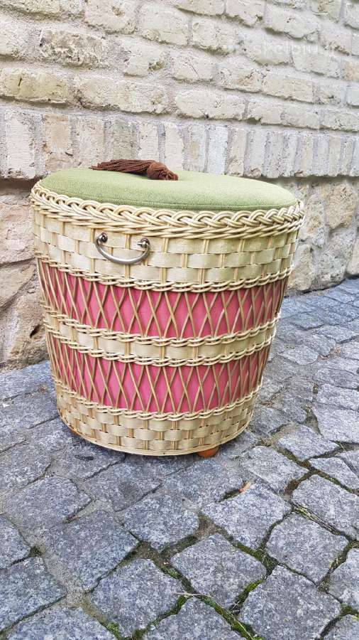 Vintažinis mid century pintas pufas-daiktadėžė - nuotraukos Nr. 8