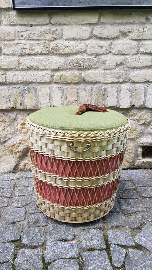Vintažinis mid century pintas pufas-daiktadėžė - nuotraukos Nr. 9