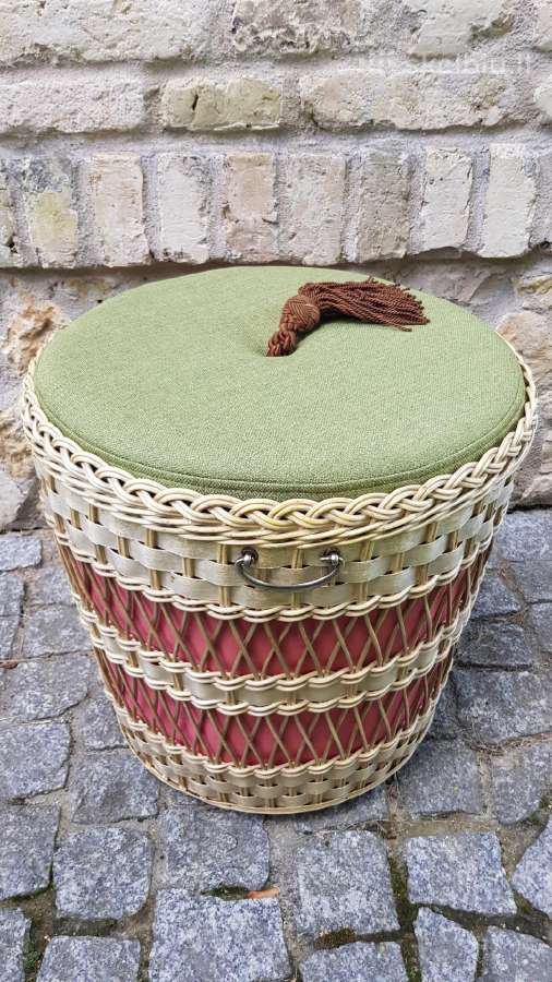 Vintažinis mid century pintas pufas-daiktadėžė - nuotraukos Nr. 11