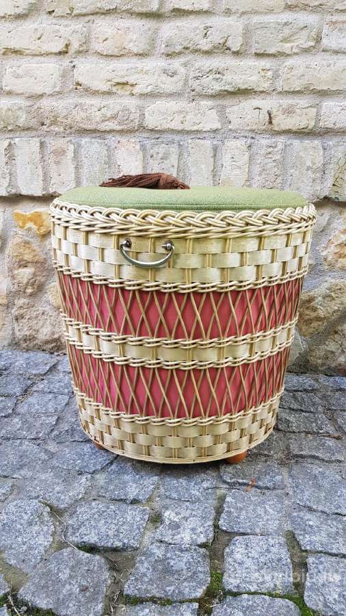 Vintažinis mid century pintas pufas-daiktadėžė - nuotraukos Nr. 12
