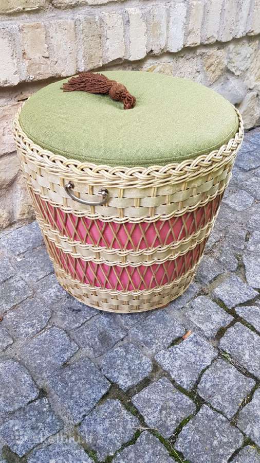 Vintažinis mid century pintas pufas-daiktadėžė - nuotraukos Nr. 14