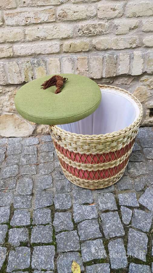 Vintažinis mid century pintas pufas-daiktadėžė - nuotraukos Nr. 16