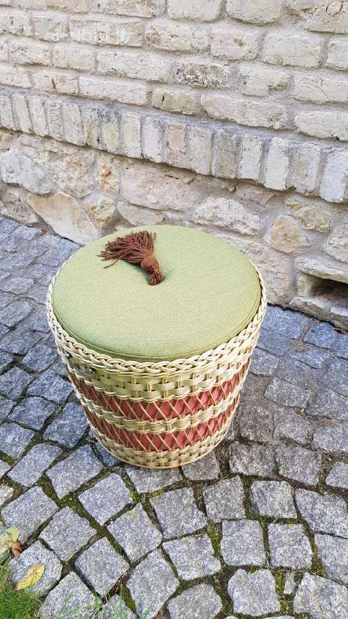Vintažinis mid century pintas pufas-daiktadėžė - nuotraukos Nr. 17