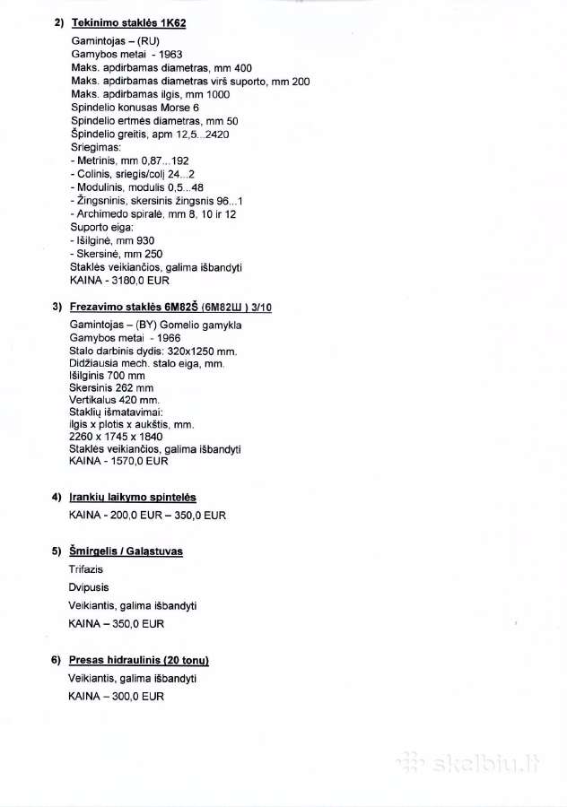 Metalo apdirbimo iranga (naudota) - nuotraukos Nr. 2
