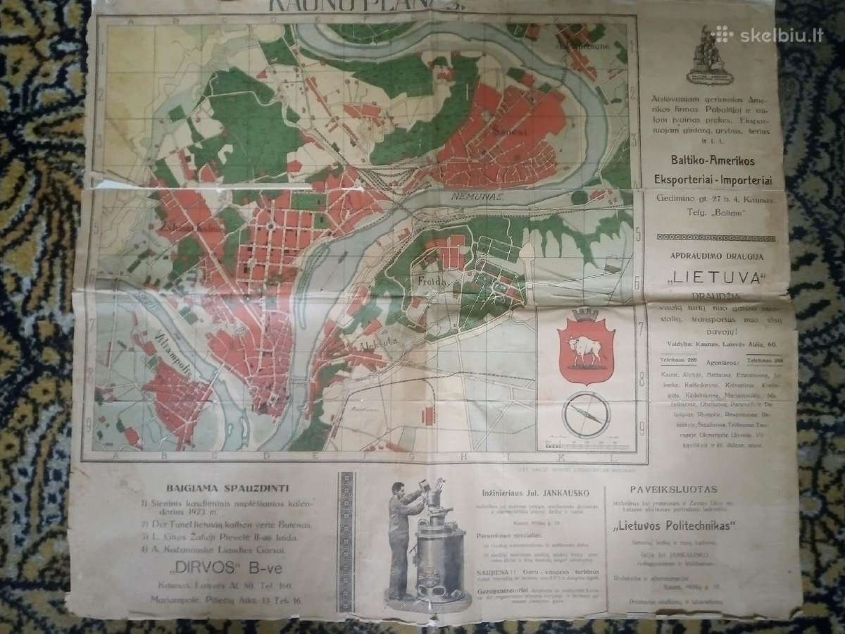 1922 originalus Kauno žemėlapis