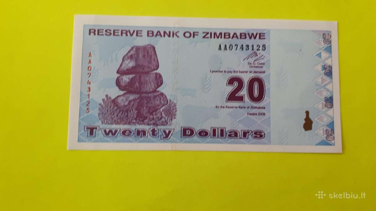 Zimbabvė 20 Dolerių 2009m. Unc