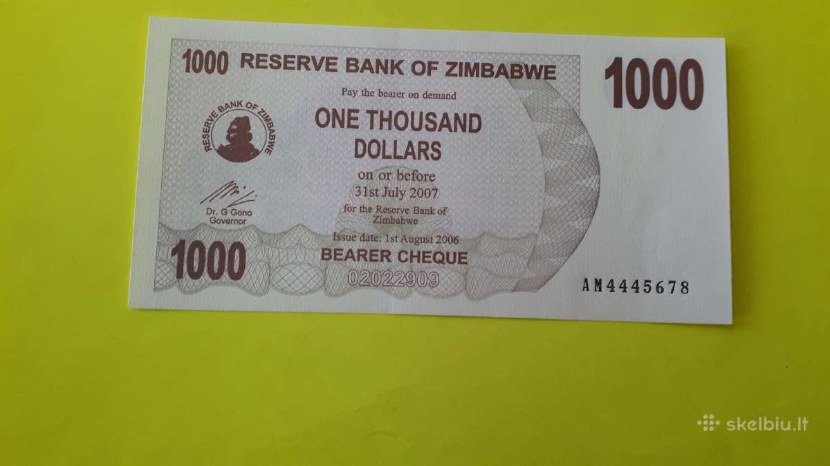 Zimbabvė 1000 Dolerių 2006m. Unc