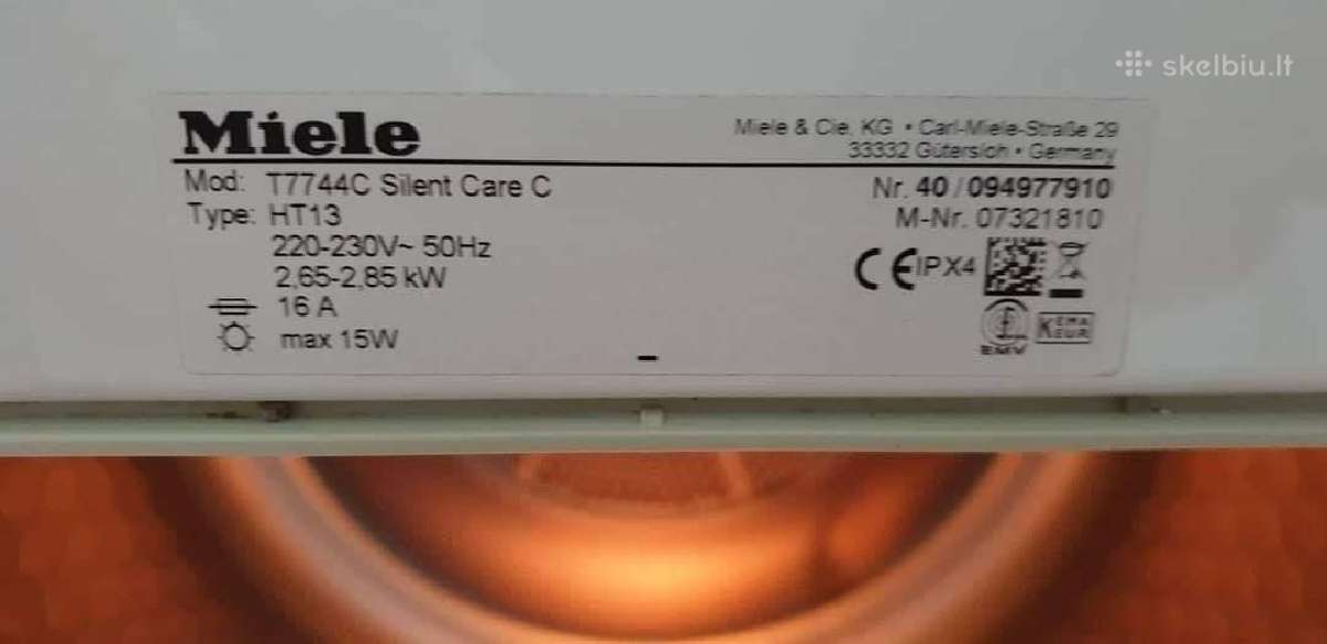Džiovyklė Miele Softtronic Silent Care - nuotraukos Nr. 7