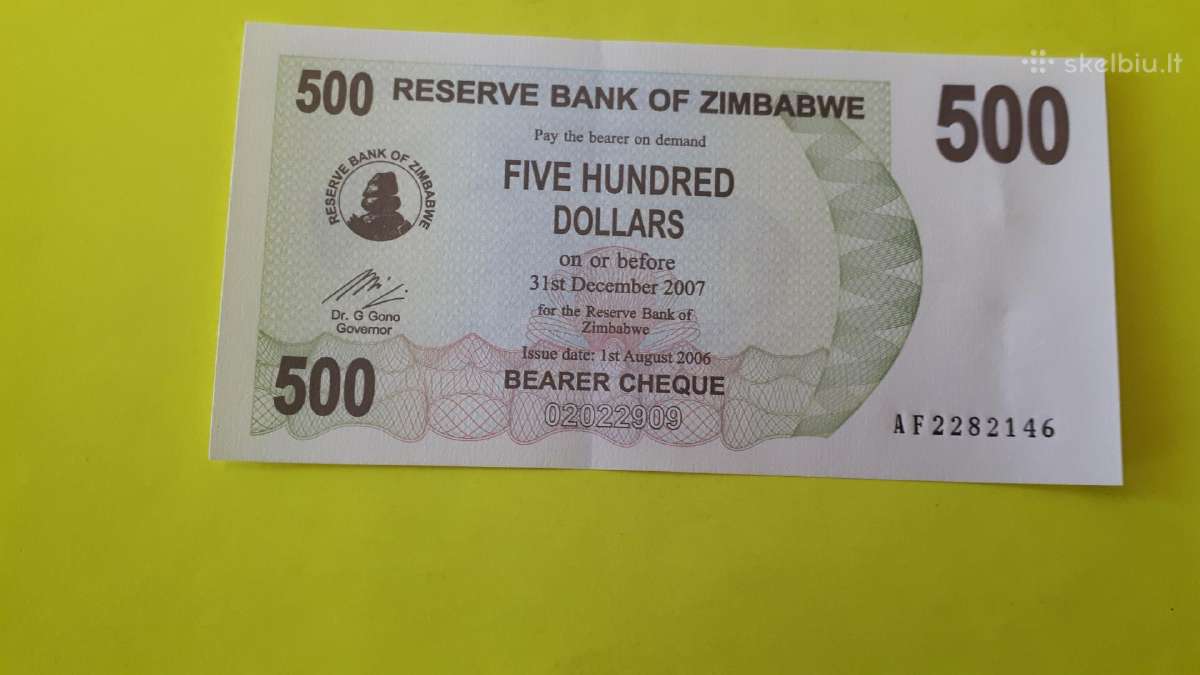 Zimbabvė 500 Dolerių 2006m. Unc