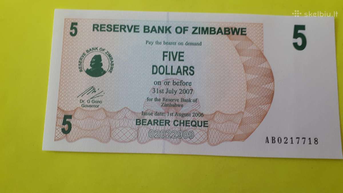 Zimbabvė 5 Doleriai 2006m. Unc