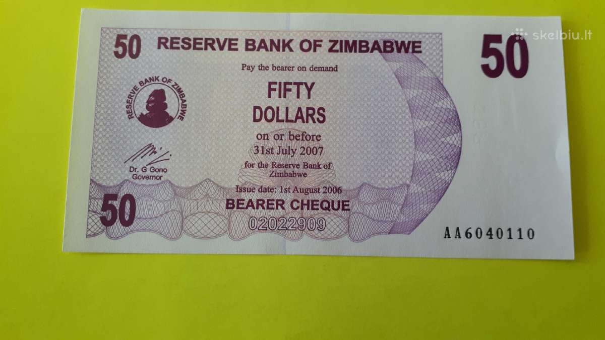 Zimbabvė 50 Dolerių 2006m. Unc