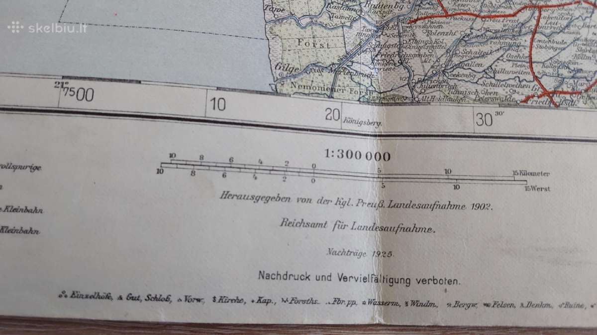 Memel, Tilsit 1925 m. žemėlapis - nuotraukos Nr. 3